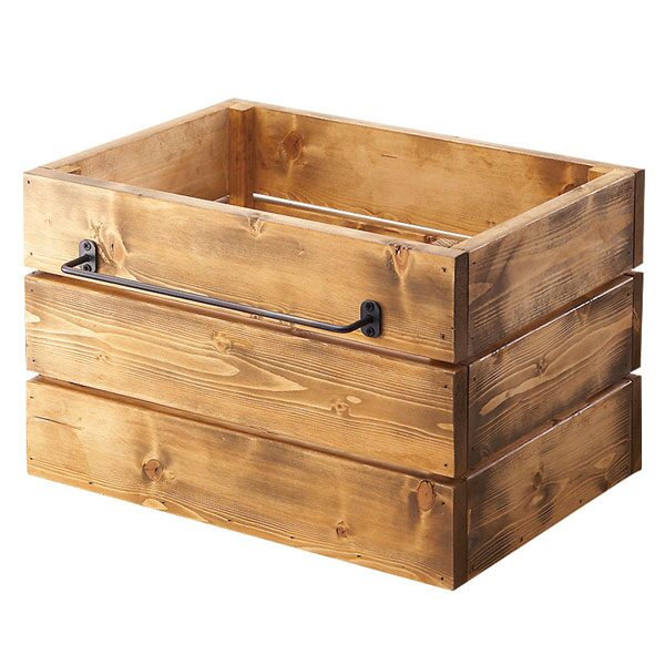 木製収納ボックス 大小2個セット Lサイズ/幅42cm Sサイズ/幅36cmの+