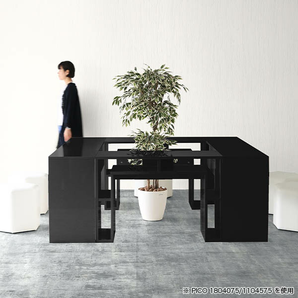 ワークテーブルデスク作業台ディスプレイラックサイドボード鏡面ブラックオープンラック日本製おしゃれ完成品収納棚インテリアカフェ書斎待合室シンプルモダンキッチン在宅勤務デザインラック机高級感【幅110奥行30高さ70cmPICO1103070black】