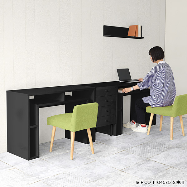 ワークテーブルデスク作業台ディスプレイラックサイドボード鏡面ブラックオープンラック日本製おしゃれ完成品収納棚インテリアカフェ書斎待合室シンプルモダンキッチン在宅勤務デザインラック机高級感【幅110奥行30高さ70cmPICO1103070black】