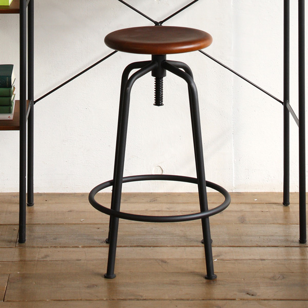 丸椅子 パイプ ハイスツール キッチンチェア ー 木製 アンティーク 