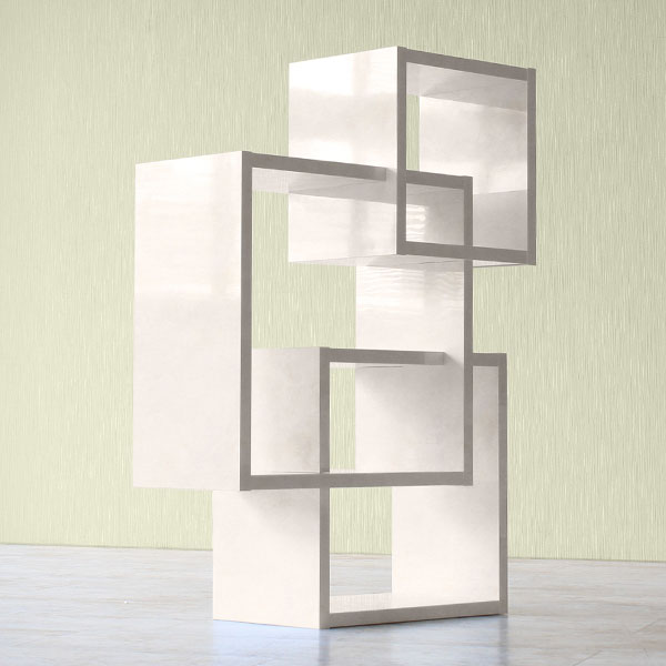 オープンシェルフ 飾り棚 ディスプレイ シェルフ おしゃれ オープンラック 家具 ディスプレイラック ミラー シェルフ ラック 幅105 幅73 白 ホワイト デザインラック 鏡面 大理石風 アイデア 収納家具 モダン カフェ リビング 書斎 会議室 日本製 Clover S Type Marble