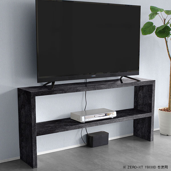 サイドボードオープンラック奥行30cm2段大理石風オープンシェルフリビング収納ディスプレイラックフリーラックブラックリビング和風黒薄型スリム棚高級感ローボード150150cmシェルフロータイプ鏡面日本製おしゃれラック収納Zero-XT15030LBP