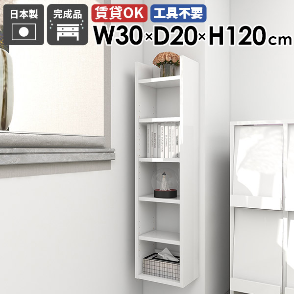 壁掛けシェルフ ウォールラック ディスプレイラック 収納棚 賃貸 取付 キッチン収納 石膏ボード 北欧 日本製 玄関 飾り棚 リビング 隙間収納 壁面収納 モダン ダイニング おしゃれ 子供部屋 カフェ 完成品 省スペース 【Miraiウォールラックスキマ 3020120 nail】 ★