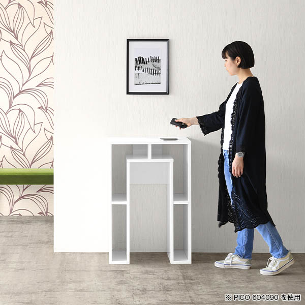 サイドテーブルディスプレイラック電話台収納棚カフェテーブルホワイト鏡面オープンラック日本製おしゃれ完成品収納棚ショップオフィス待合室シンプルモダンダイニング在宅勤務デザインラック机高級感【幅80奥行55高さ80cmPICO805580nail】