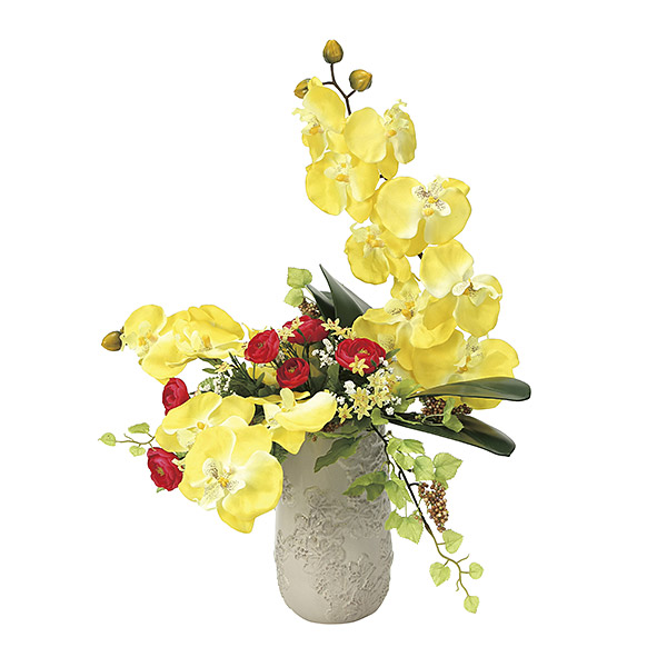 楽天市場 造花 光触媒 観葉植物 インテリア 人気 おしゃれ 花束 アートフラワー ギフト 花 リビング 胡蝶蘭 イエロー アーネ インテリア