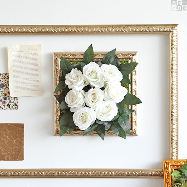 アンティーク調の額縁 フラワー 造花 Classic 花 Botanical アートフラワー 白 壁掛け 造花 ウォールフラワー ウォールパネル フェイク 観葉植物 インテリア アートパネル 光触媒 額 アンティーク ホワイト ウォールフラワー 造花 白 フェイクグリーン 壁掛け 額