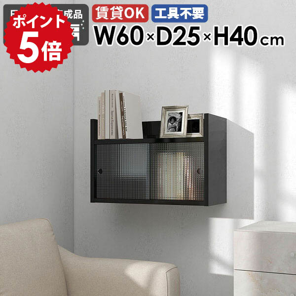ウォールラック 扉付き ウォールシェルフ 黒 壁掛け 収納 扉付き収納 吊り戸棚 食器棚 壁掛けラック リビング収納 おしゃれ 石膏ボード 北欧 ディスプレイラック 収納キャビネット 収納家具 賃貸 収納棚 トイレ 【Mirai ウォールキャビL アクリル戸 602540 black】 ★｜国産家具ソファ アーネ インテリア
