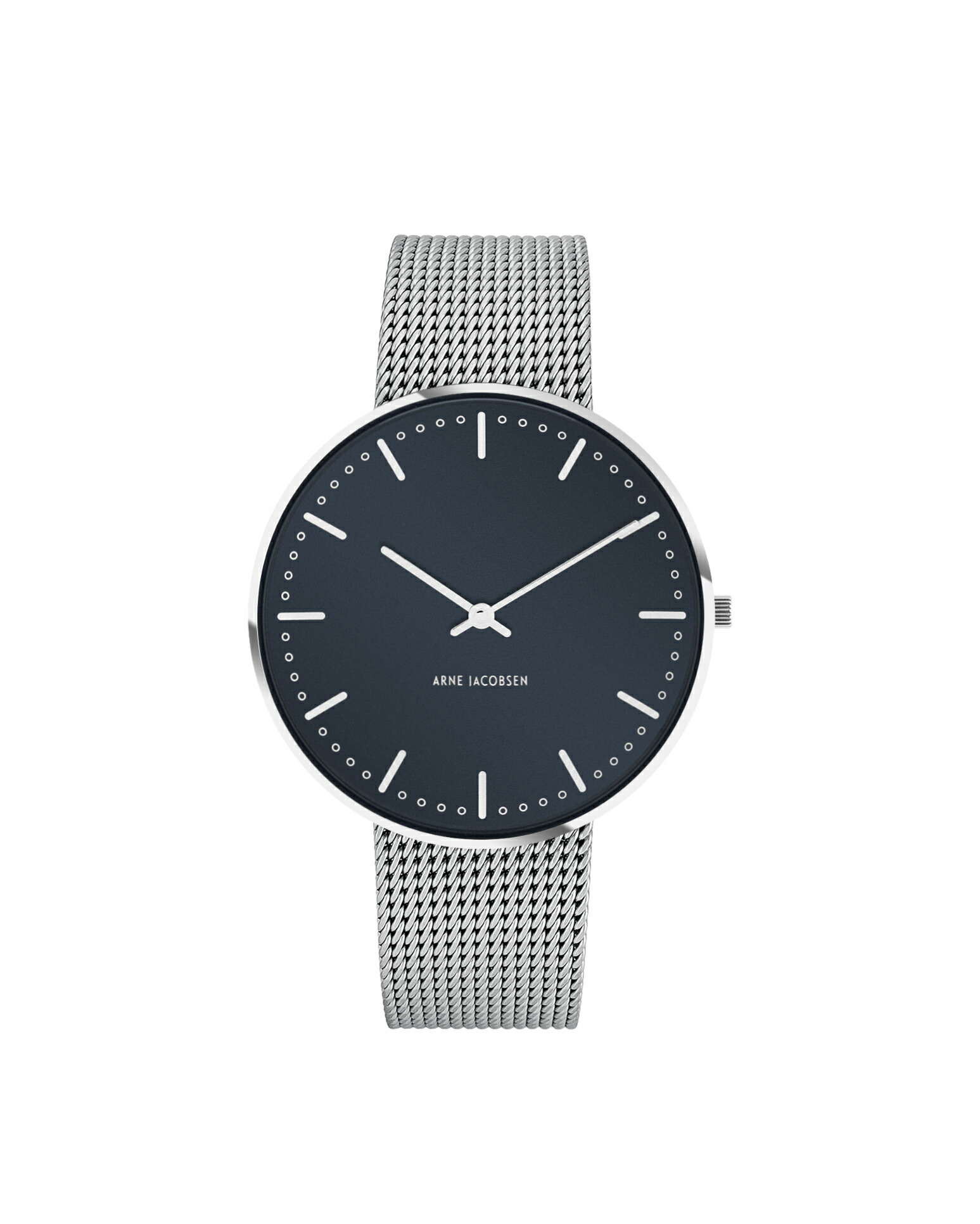 【国内正規品】 アルネヤコブセン 40mm 腕時計 シティーホール オックスフォード ブルー ステンレス メッシュベルト ウォッチ / ARNEJACOBSEN CITYHALL WATCH｜ARNE JACOBSEN WATCHES