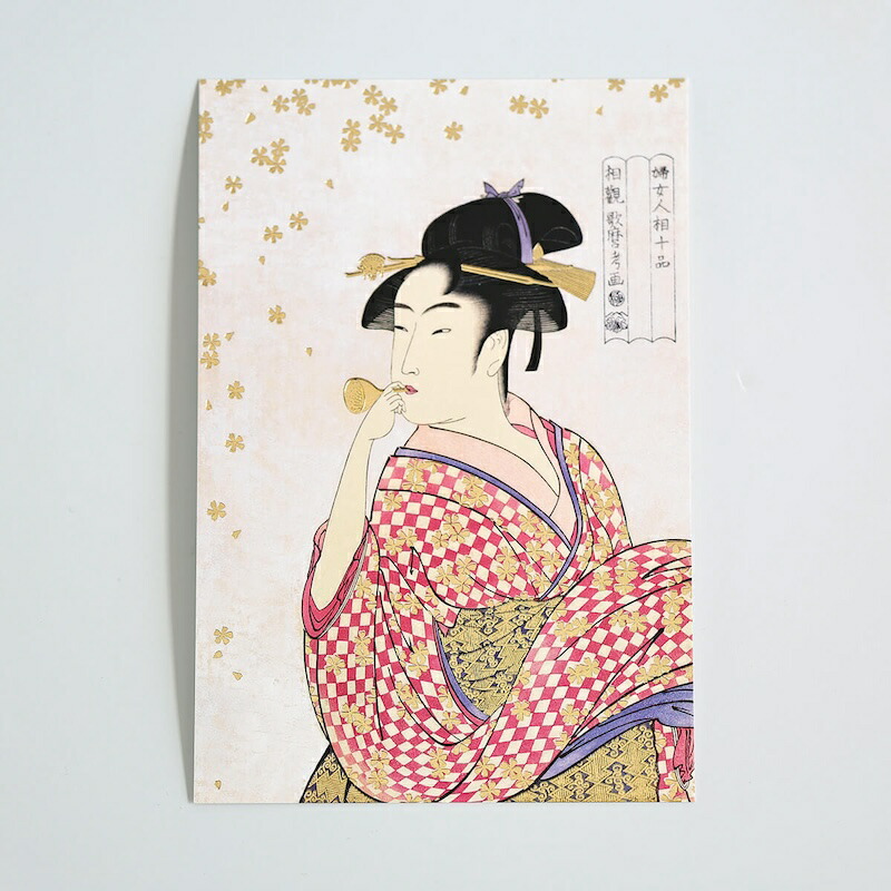 楽天市場】鹿ノ音 カノネ 箔押し ポストカード 喜多川歌麿 當時