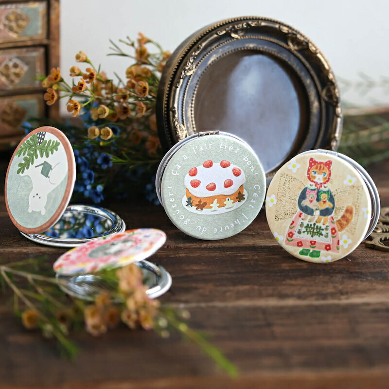 楽天市場】刺繍入り コンパクト 中井まり 作家 コンパクトミラー 鏡