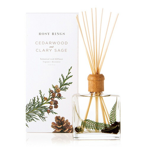 Rosy Rings ボタニカルディフューザー シダーウッドクラリセージ Cedarwood & Clary sage BOTANICAL DIFFUSER ロージーリングス 正規品 ◆ホームフレグランス 芳香 アロマ fragrance スティック ドライフルーツ フラワー