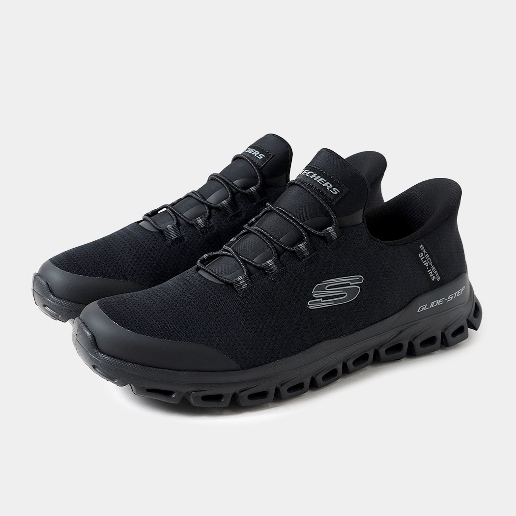 [クーポン＆P2倍！]SKECHERS スケッチャーズ グライドステップ シューズ スニーカー SLIP-INS GLIDE-STEP BLACK ( スリップインズ 履きやすい ハンズフリー 黒 ブラック メンズ 国内正規品 233011 )