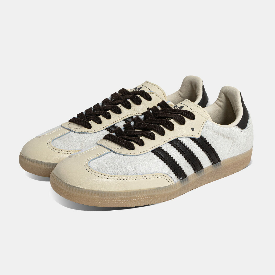 [クーポン＆P2倍！]adidas アディダス サンバ SAMBA OG スニーカー ハラコ ポニーヘア WHITE/BROWN ( ホワイト 白 クリーム ブラウン 茶色 ガムソール レディース KJ8901 )