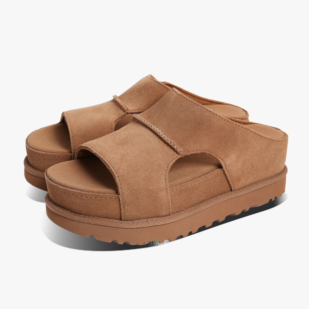 UGG アグ ゴールデンスター ハイ カットアウト スライド サンダル GOLDENSTAR HI CUTOUT SLIDE CHESTNUT ( チェスナッツ スエード 厚底 ベージュ レディース 1175132 )