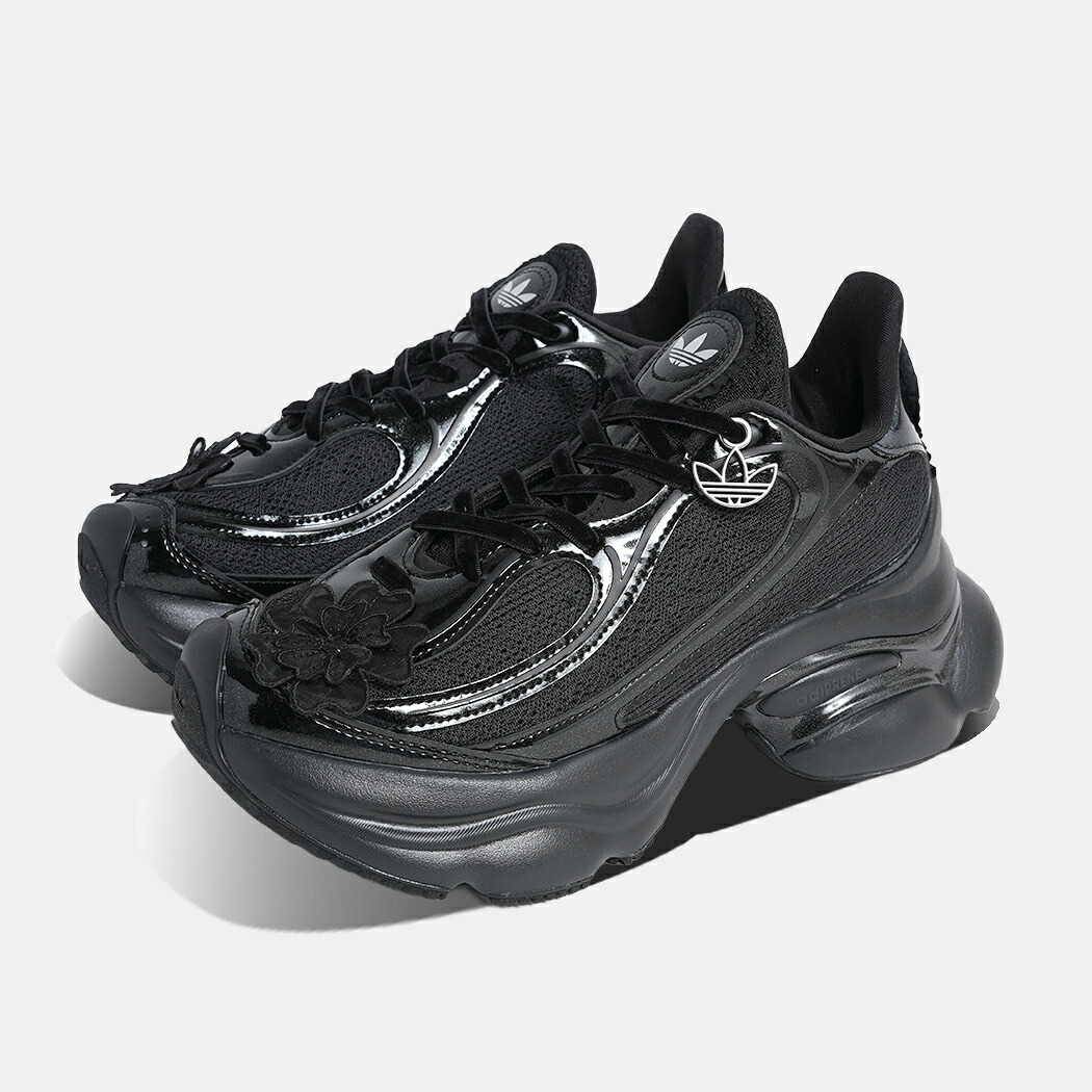 [クーポン＆P2倍！]adidas アディダス OZVENUZ オズヴィーナス スニーカー CORE BLACK ( ブラック 黒 厚底 レディース 韓国 Y2K 花 ブーケ かわいい HQ2677 )｜aroundo