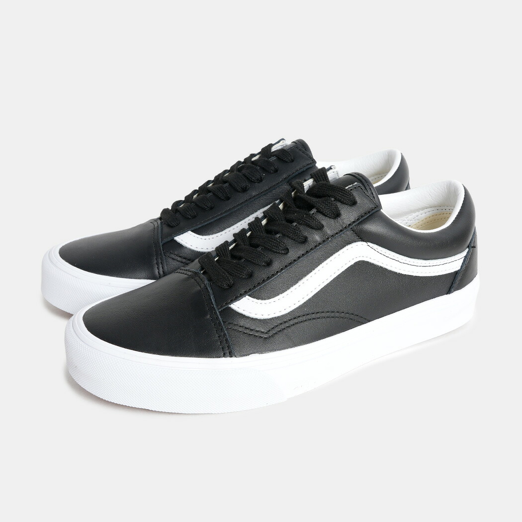 [クーポン＆P2倍！]ヴァンズ オールドスクール スニーカー VANS OLD SKOOL BLACK LEATHER ( レザー ブラック 黒 オースク メンズ レディース VN000E9TBPA )｜aroundo