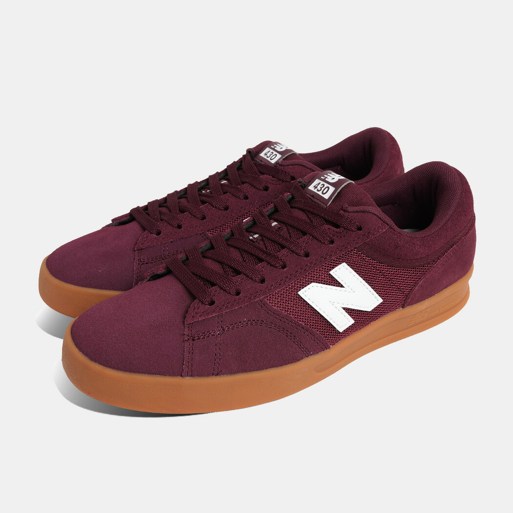 [クーポン＆P2倍！]ニューバランス ヌメリック 430 スニーカー NEW BALANCE NUMERIC UN430BYG BURGUNDY WHITE ( レッド バーガンディ ローテク ガムソール 赤 SKATE スケート メンズ )｜aroundo