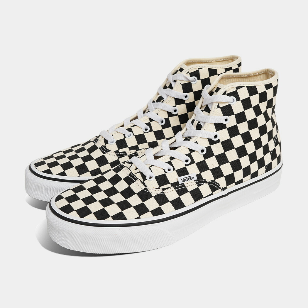 [クーポン＆P2倍！]ヴァンズ オーセンティック ハイ スニーカー VANS AUTHENTIC HI 2.0 BLACK CHECKERBOARD ( チェッカーズ 黒 キャンバス バンズ メンズ レディース VN000E8HBMW )｜aroundo