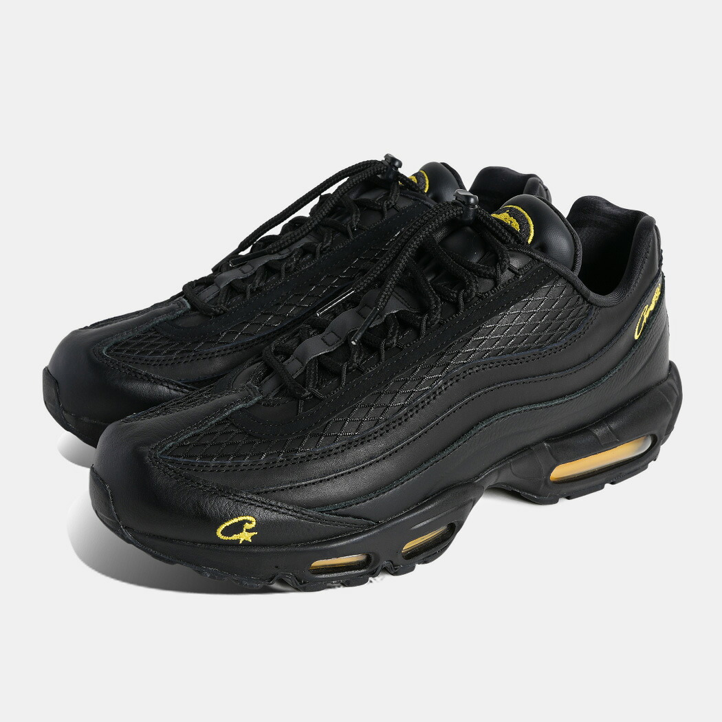 ナイキ コーテイズ コラボ エアマックス スニーカー NIKE &times; Corteiz AIR MAX 95 BLACK AND TOUR YELLOW ( ブラック 黒 レザー イエロー 黄色 メンズ FB2709-003 )｜aroundo
