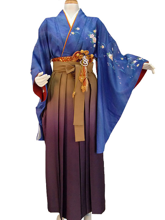 【レンタル】オーロラ友禅-青[き-10A] 着物単品 AROVEINA(アロヴィーナ) 卒業式 成人式 女性用 レンタル【店頭受取対応商品】