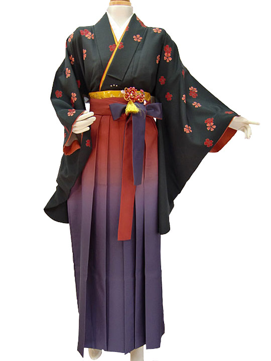 【レンタル】桜小振袖－黒[き－19A] 着物単品 AROVEINA(アロヴィーナ) 卒業式 成人式 女性用 レンタル【店頭受取対応商品】