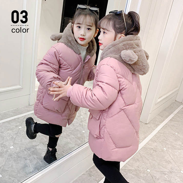 コート女の子キッズ冬全3色120130140150160アウター中綿フード子供アウター裏起毛ボアあったかダウンコート風厚手暖かい冷え対策保温防寒韓国子供服普段着通学着小学生中学生ナチュラル