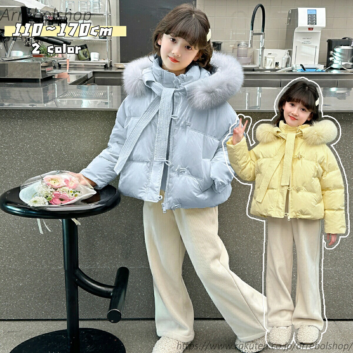 【送料無料】キッズ 中綿コート 女の子 120 子供服 女の子 中綿 コート フード付き 冬着 可愛い 軽量 防寒 防風 通園 通学
