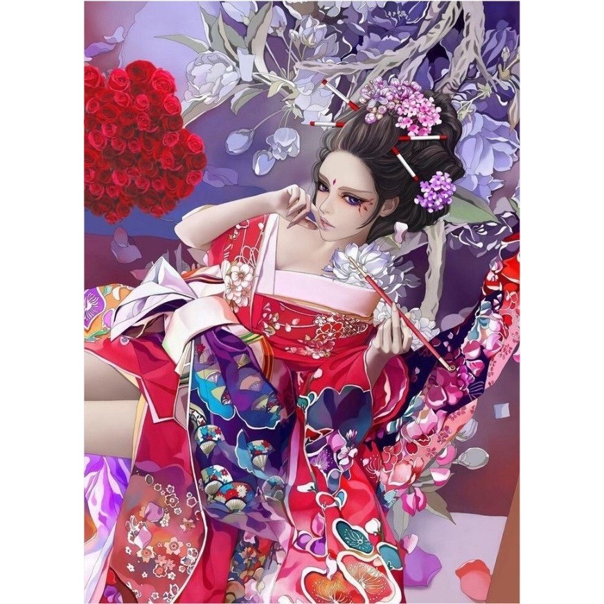 楽天市場 刺繍キット 刺繍 クロスステッチ 舞妓5 初心者 図案印刷 指ぬき 糸通し付き 壁アート 壁飾り アルシオン二号店