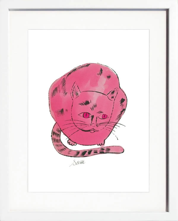 アンディ・ウォーホル 貼り出し 細工物 猫 マリリン モンロー 花 キャンベル吸いもの 図面 絵 書きうつす画 版画 リトグラフ 地絹映写幕 工芸ダイアログボックス 受けが良い 工芸 室内装飾 ひな形付き添い人 北欧 今めかしいアンディ・ウォーホル Sam and One Blue Pussy, 1954(hot pink sam)