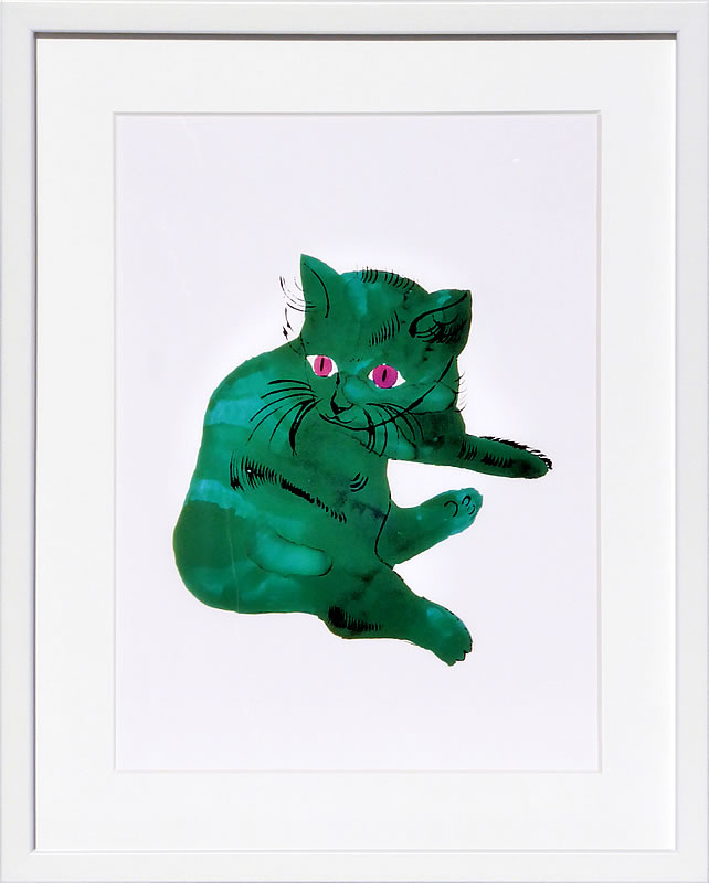 アンディ・ウォーホル 貼り出し 細工物 猫 マリリン モンロー 花 キャンベル吸いもの 図面 絵 書きうつす画 版画 リトグラフ 地絹映写幕 工芸ダイアログボックス 受けが良い 工芸 室内装飾 ひな形付き添い人 北欧 今めかしいアンディ・ウォーホル Sam and One Blue Pussy(Green Cat)