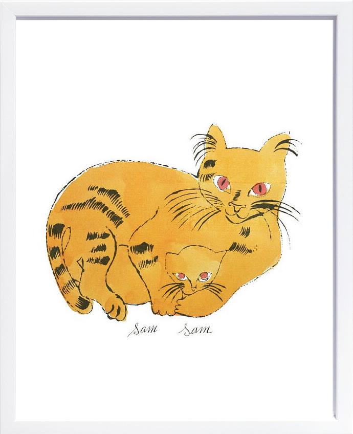 アンディ・ウォーホル 張り出し 細工物 猫 マリリン モンロー 花 キャンベル吸いもの 図面 絵 書きうつす画 版画 リトグラフ 絹地映写幕 美術ダイアログボックス 受けが良い 美術 室内装飾 ひな型付き添い人 北欧 格好のいいアンディ・ウォーホル Sam and One Blue Pussy
