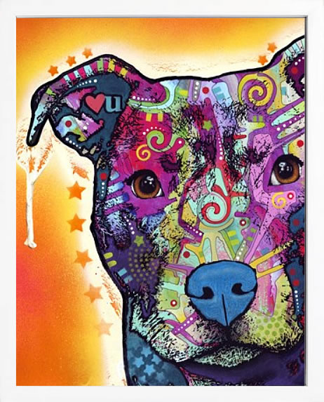 ディーン ルッソ 犬 猫 動物 絵画 ポスター アートパネル アートポスター ポップ アート 絵 複製画 版画 抽象画 作品 リトグラフ シルクスクリーン アートフレーム インテリア フレーム付き 壁掛け 北欧 おしゃれ ディーン・ルッソ Heart U Pit Bull