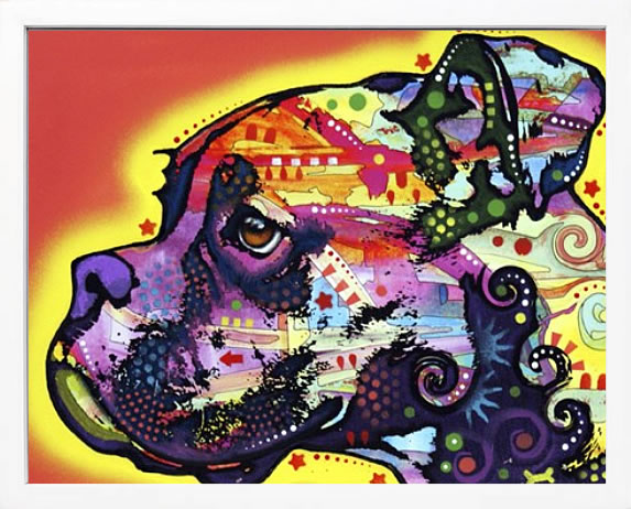 ディーン ルッソ 犬 猫 動物 絵画 ポスター アートパネル アートポスター ポップ アート 絵 複製画 版画 抽象画 作品 リトグラフ シルクスクリーン アートフレーム インテリア フレーム付き 壁掛け 北欧 おしゃれ ディーン・ルッソ Profile Boxer