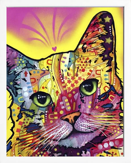 ディーン ルッソ 犬 猫 動物 絵画 ポスター アートパネル アートポスター ポップ アート 絵 複製画 版画 抽象画 作品 リトグラフ シルクスクリーン アートフレーム インテリア フレーム付き 壁掛け 北欧 おしゃれ ディーン・ルッソ Tilt Cat