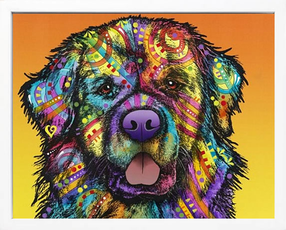 ディーン ルッソ 犬 猫 動物 絵画 ポスター アートパネル アートポスター ポップ アート 絵 複製画 版画 抽象画 作品 リトグラフ シルクスクリーン アートフレーム インテリア フレーム付き 壁掛け 北欧 おしゃれ ディーン・ルッソ Newfie