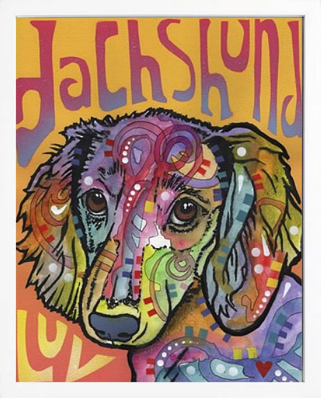 ディーン ルッソ 犬 猫 動物 絵画 ポスター アートパネル アートポスター ポップ アート 絵 複製画 版画 抽象画 作品 リトグラフ シルクスクリーン アートフレーム インテリア フレーム付き 壁掛け 北欧 おしゃれ ディーン・ルッソ Dachshund Luv