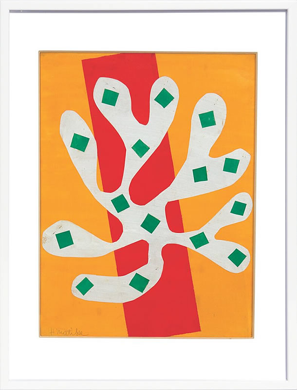 アンリ マティス 絵画 絵 ポスター アートパネル アートポスター リトグラフ モダン アート 低木 ダンス 複製画 版画 シルクスクリーン 絵画インテリア フレーム付き 北欧 おしゃれアンリ・マティス White Alga on Orange and Red, 1947｜ARS&rsquo;ONLINE