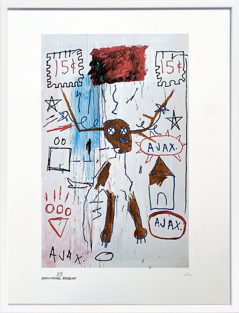 【COA証明書付】バスキア絵画 ポスター アートパネル アートポスター ポップ アート 絵 複製画 版画 抽象画 作品 リトグラフ シルクスクリーン アートフレーム インテリア フレーム付き 壁掛け 北欧 おしゃれ ジャン\u003dミシェル・バスキア AJAX