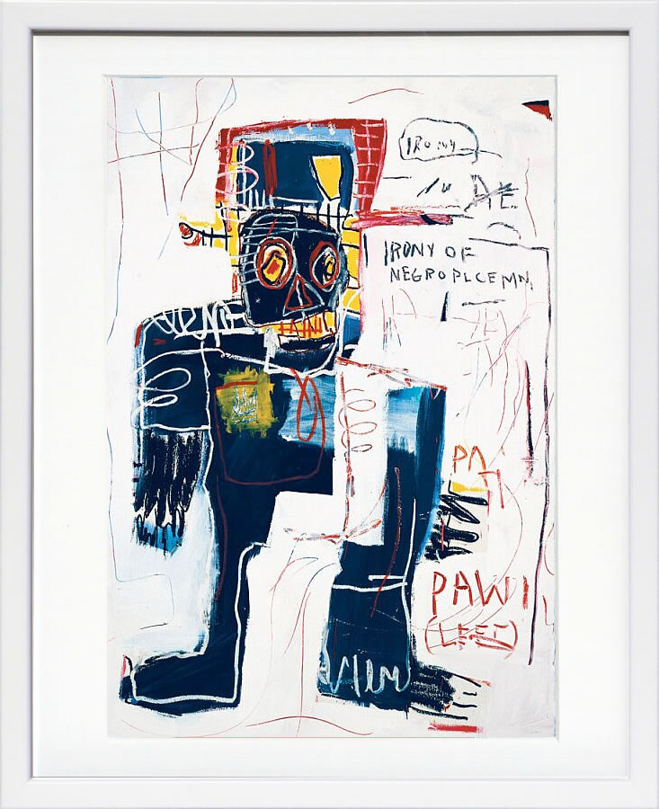 バスキア絵画 ポスター アートパネル アートポスター ポップ アート 絵 複製画 版画 抽象画 作品 リトグラフ シルクスクリーン アートフレーム インテリア フレーム付き 壁掛け 北欧 おしゃれ ジャン\u003dミシェル・バスキア Irony of Negro Policem