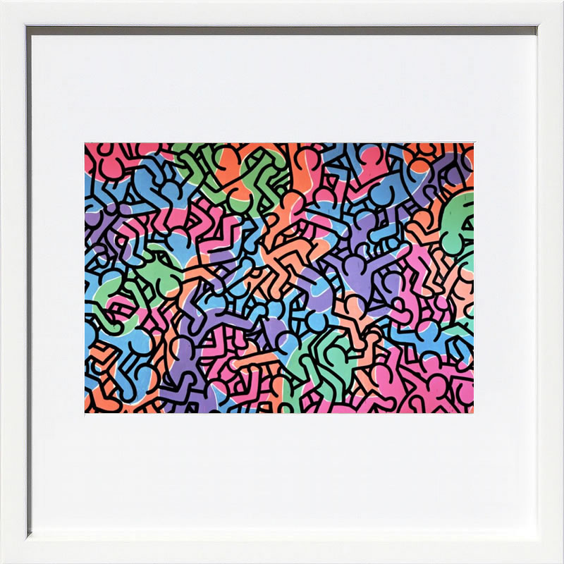 キース ヘリング ポスター 絵画 作品 グッズ アートパネル アートポスター ポップ アート 絵 複製画 版画 リトグラフ シルクスクリーン アートフレーム インテリア フレーム付き 壁掛け 北欧 おしゃれ キース・ヘリング Untitled, 1985 (figures)