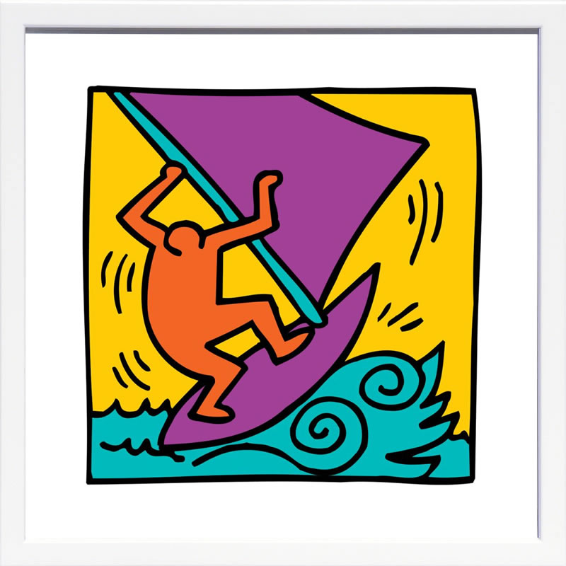 キース ヘリング ポスター 絵画 作品 グッズ アートパネル アートポスター ポップ アート 絵 複製画 版画 リトグラフ シルクスクリーン アートフレーム インテリア フレーム付き 壁掛け 北欧 おしゃれ キース・ヘリング Untitled (boat)