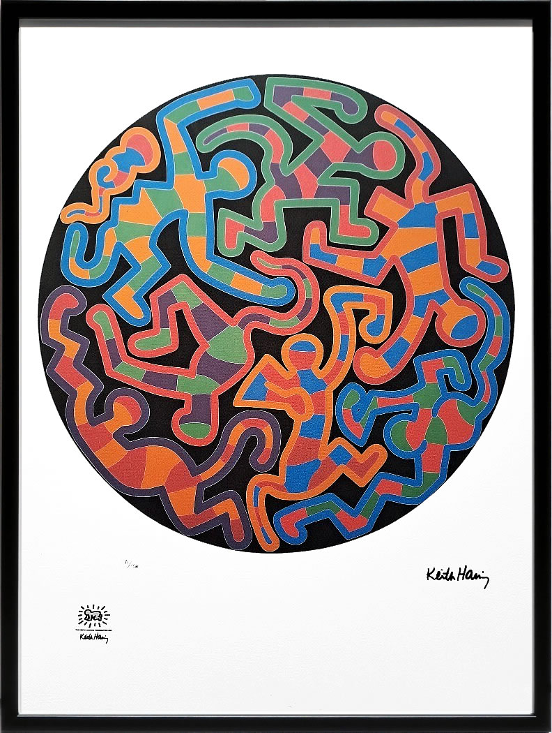 キース ヘリング ポスター 絵画 作品 グッズ アートパネル アートポスター ポップ アート 絵 複製画 版画 リトグラフ シルクスクリーン アートフレーム インテリア フレーム付き 壁掛け 北欧 おしゃれ キース・ヘリング Monkey Jigsaw