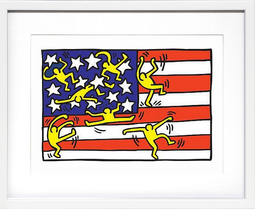 キース・へリング　ポスター『スイス建国700周年記念』画面サイン キース・へリング ポスター『スイス建国700周年記念』画面サイン