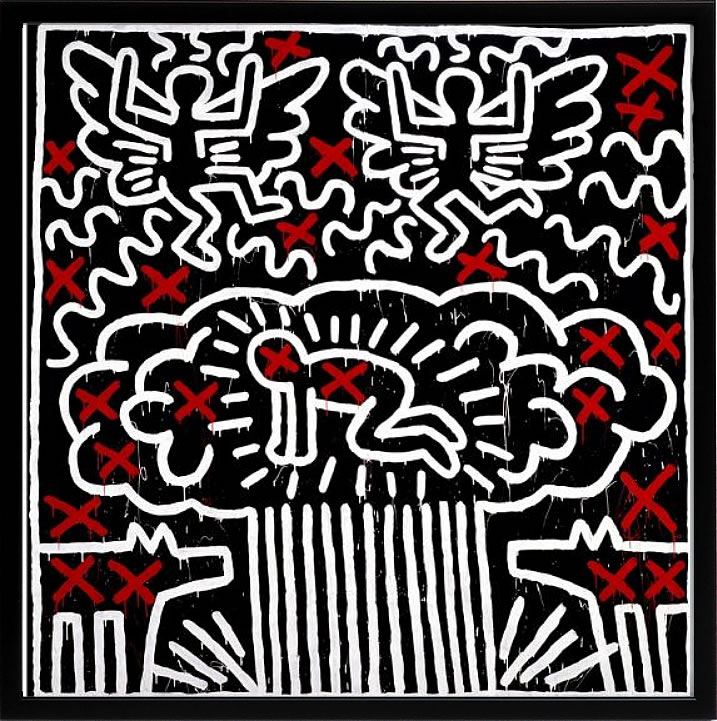 キース ヘリング 貼り出し 絵図 細工物 グッズ 芸術ダイアログボックス 芸術貼り出し 受けが良い 芸術 絵 書きうつす画 版画 リトグラフ 絹地映写幕 芸術枠組み 室内装飾 枠組み付き添い人 飾りもの 北欧 今めかしいキース・ヘリング Untitled,1983