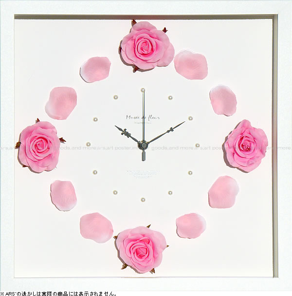 ☆安心の定価販売☆】 壁掛け時計 掛け時計 ウォールクロック アートフラワークロック 電波時計ではありません おしゃれ シンプル 北欧 木製 かわいい  造花 デザイナーズ アンティーク モダン<br>アートフラワークロック ローズ ピンク