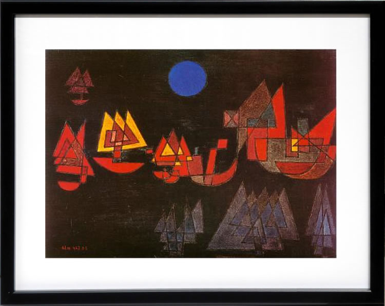 パウル クレー ポスター 絵画 絵 アートパネル アートポスター モダン アート 天使 複製画 版画 リトグラフ シルクスクリーン 絵画インテリア フレーム付き 北欧 おしゃれ パウル・クレー Schiffe Im Dunkeln, 1927