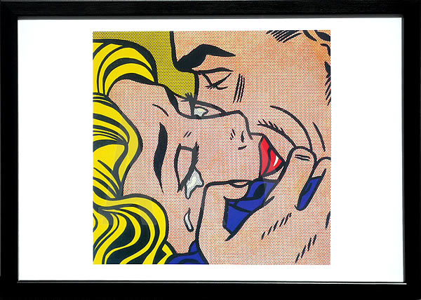 ロイ・リキテンスタイン　Kiss V　シルクスクリーンポスター　版画　大判　額付 出荷区分D】ロイ・リキテンシュタイン：キス V【絶版シルク