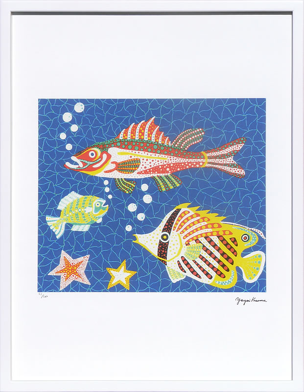 草間彌生 yayoi kusama 絵画 絵 ポスター 複製画 版画 作品 リトグラフ シルクスクリーン アートパネル アートポスター コンテンポラリー アート インテリア フレーム付き 抽象画 壁掛け 北欧 おしゃれ 草間 彌生 Sea, 1989