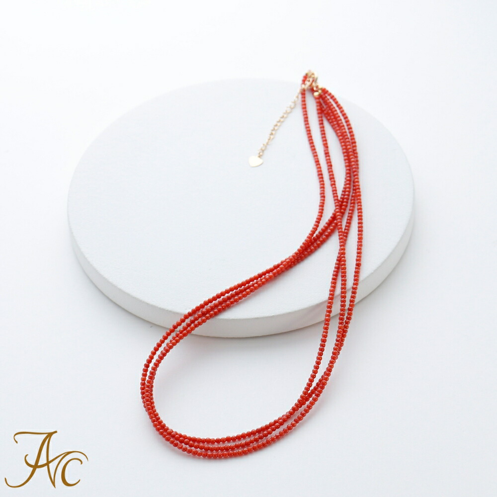 楽天市場】≪1年保証付≫ 赤珊瑚3連丸玉グラデーション