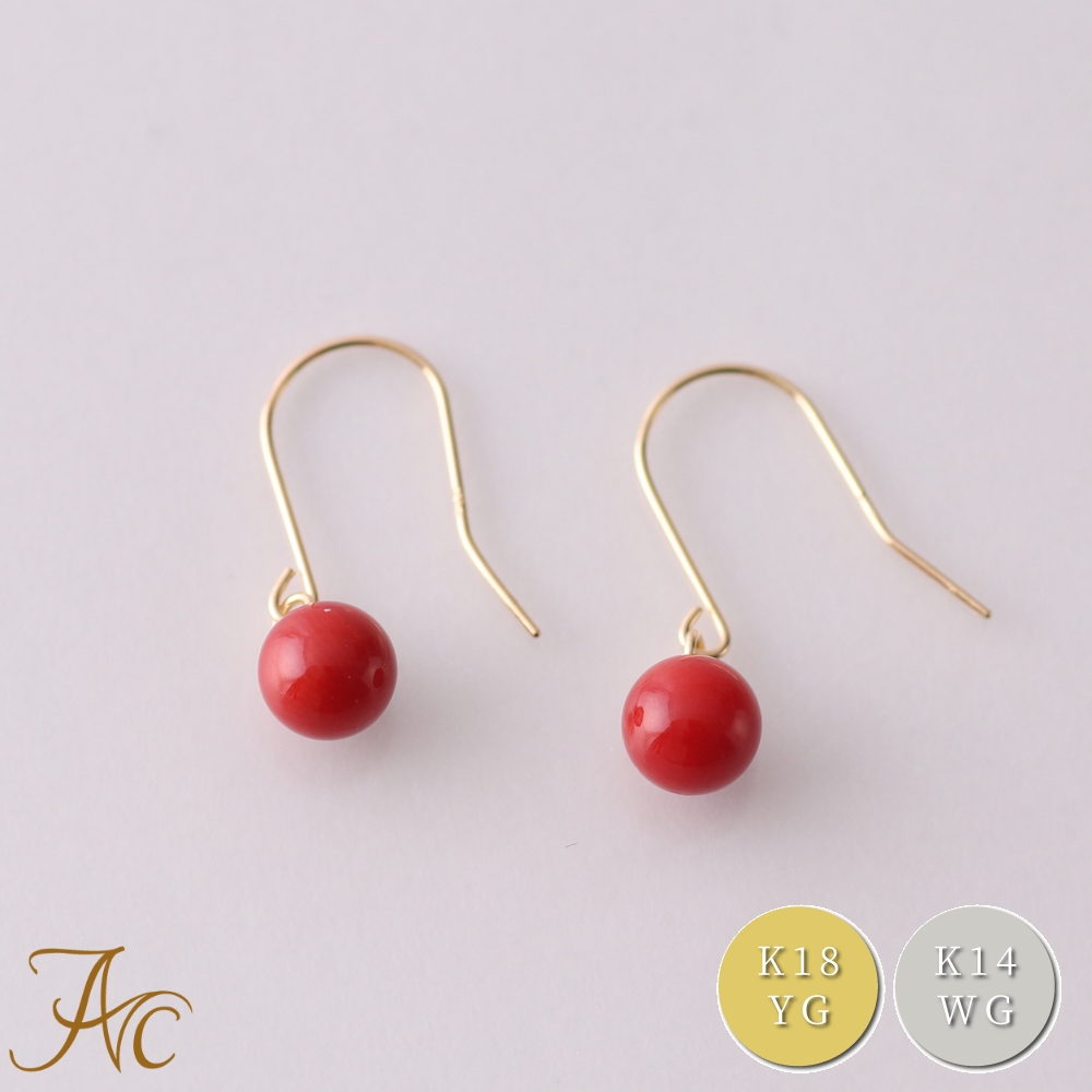 楽天市場】≪1年保証付き≫血赤珊瑚 いちご K18フック・ピアス